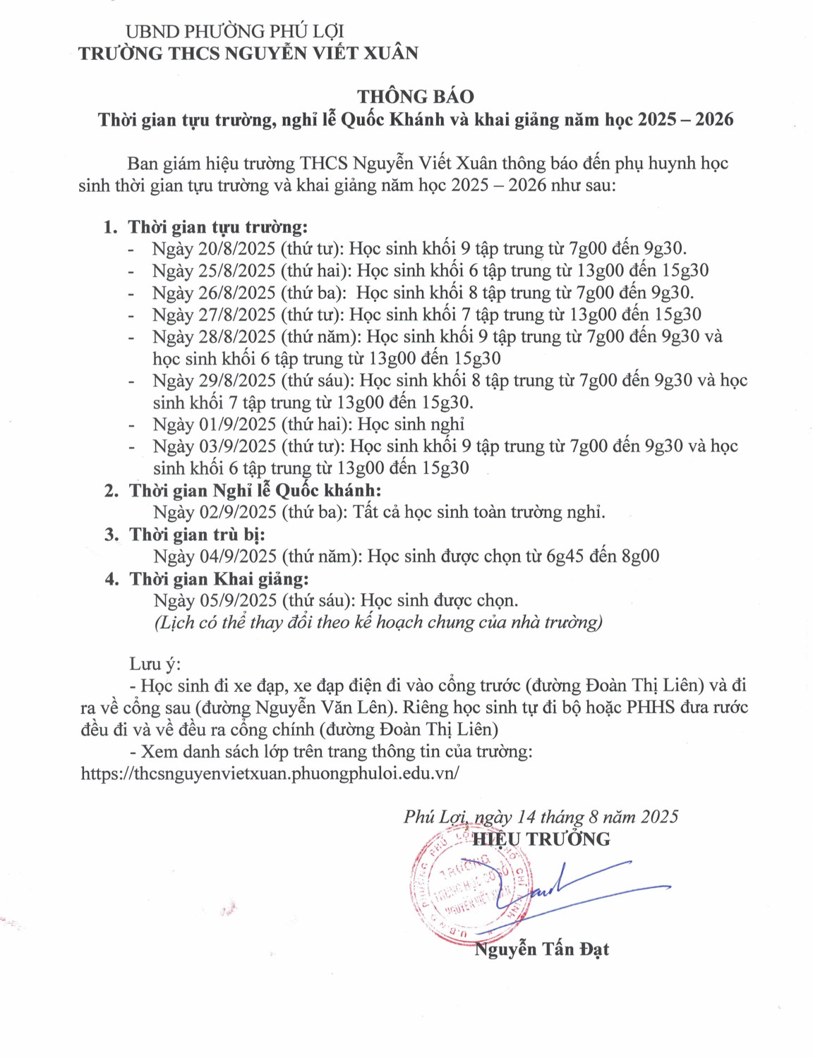 THONG BAO TUU TRUONG 15 8