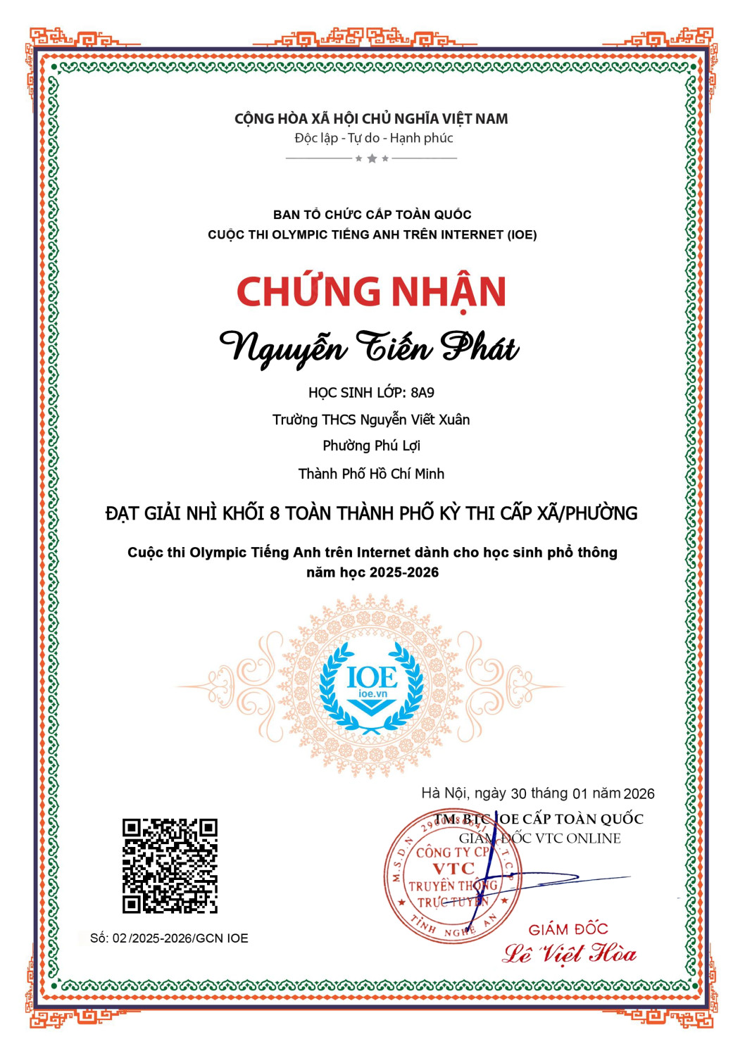 Học sinh đạt giải tham gia thi IOE