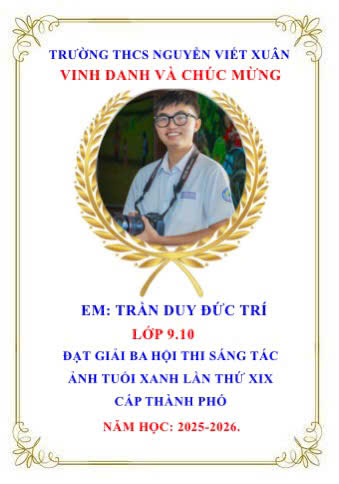 Trường THCS Nguyễn Viết Xuân đạt giải ba Hội thi sáng tác ảnh "Tuổi Xanh" cấp thành phố